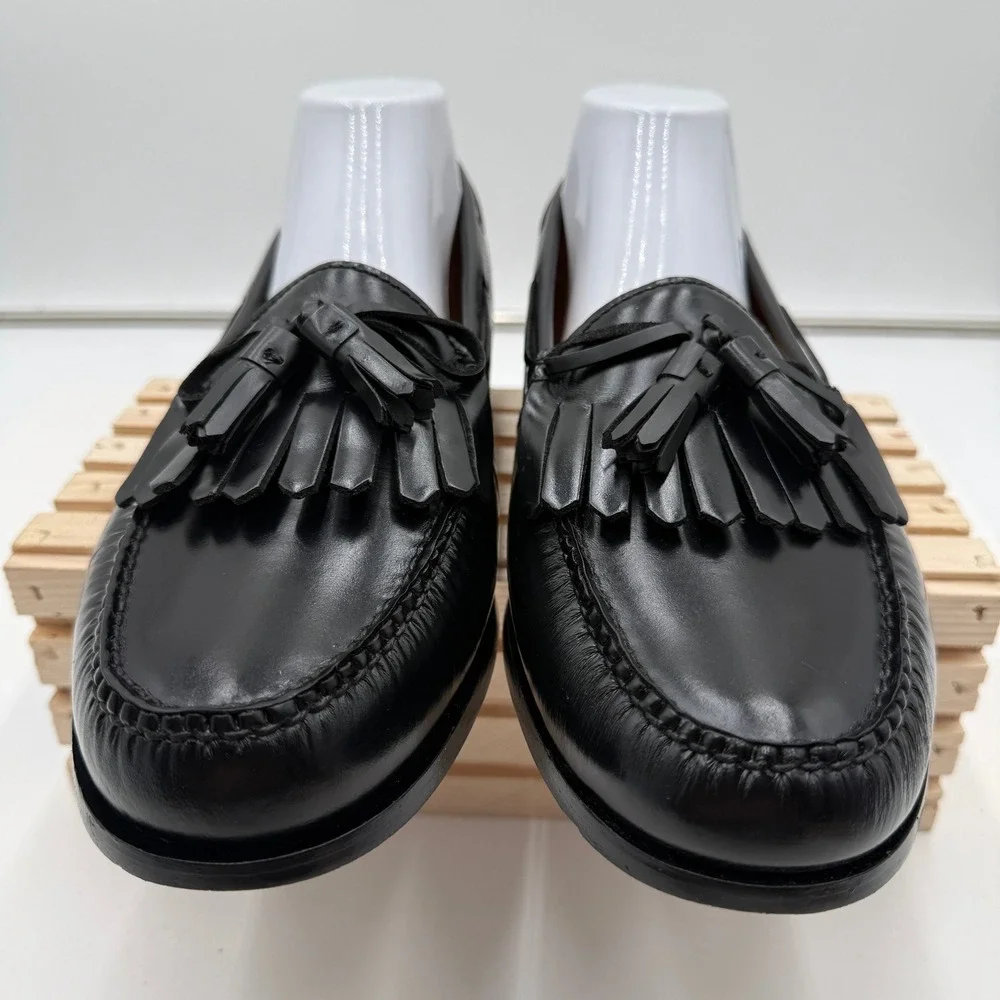 Cole Haan Loafers Pinch Tassel Kiltie Fringe Black Leather Mens 10.5 3E